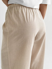 Cotton pants thin stripe with drawstring beige/milk