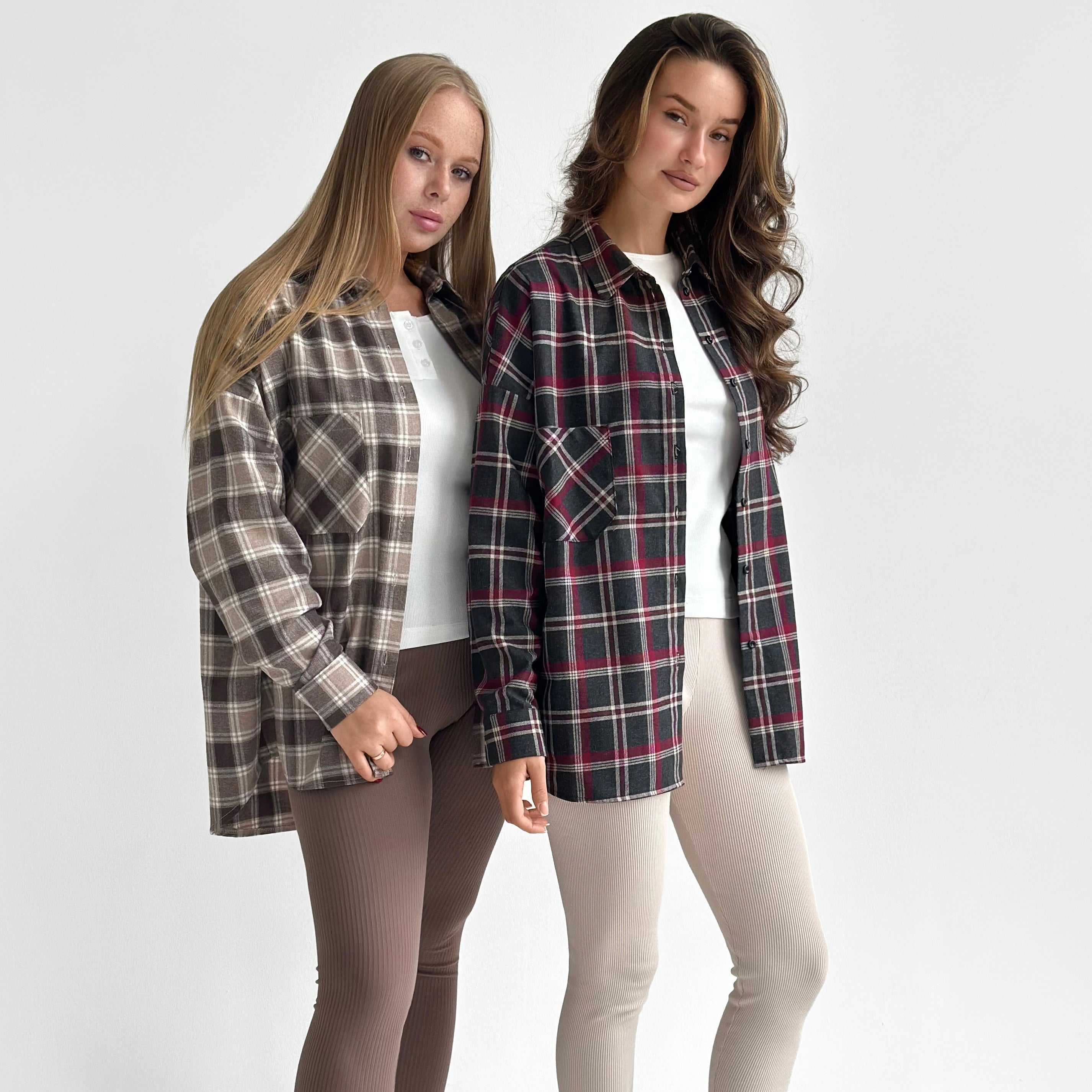 Flannel Shirt black "large burgundy and white check"