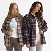 Flannel Shirt black "large burgundy and white check"