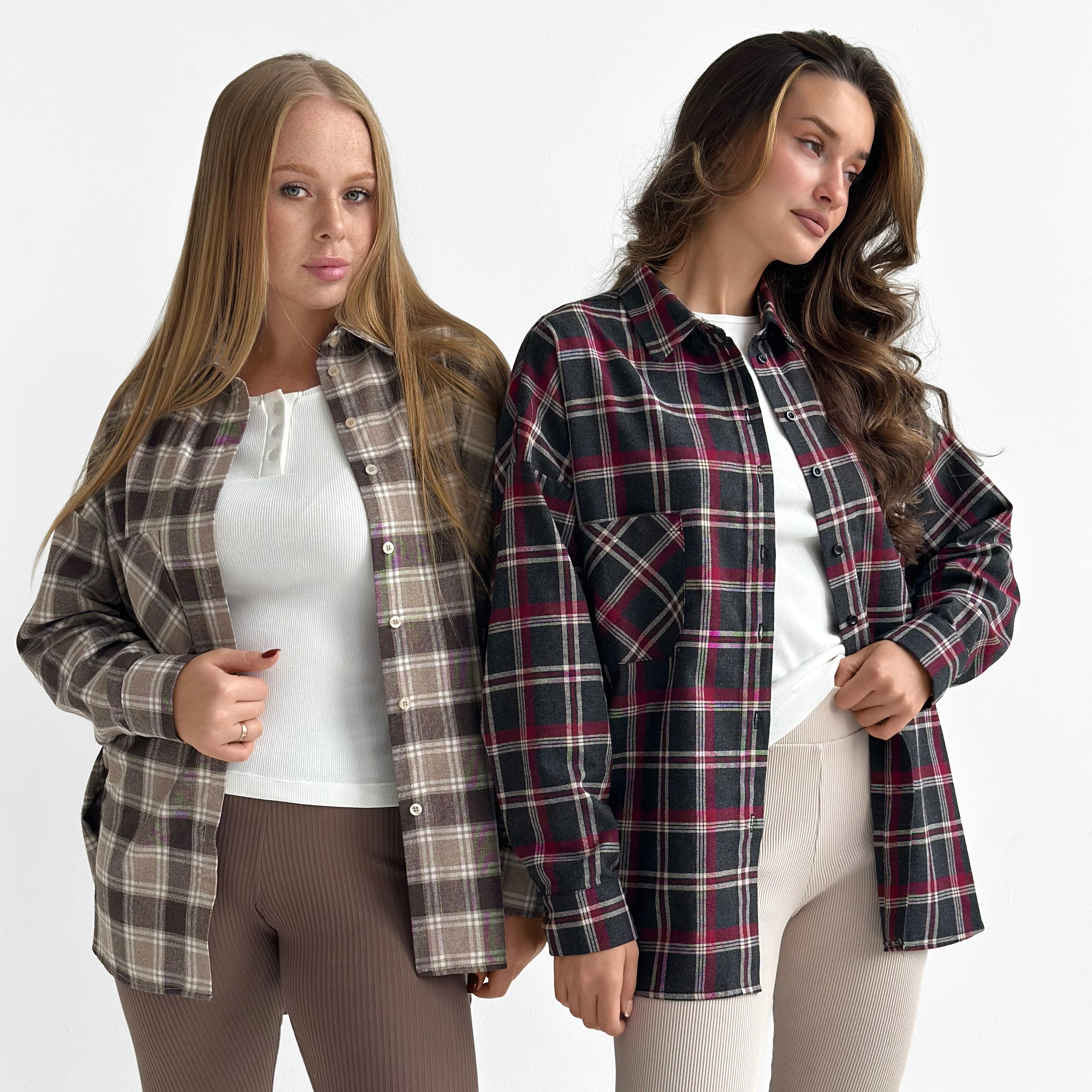 Flannel Shirt black "large burgundy and white check"