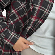 Flannel Shirt black "large burgundy and white check"