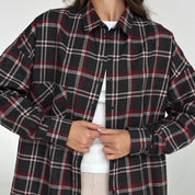 Flannel Shirt black "large burgundy and white check"