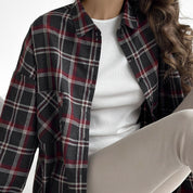 Flannel Shirt black "large burgundy and white check"