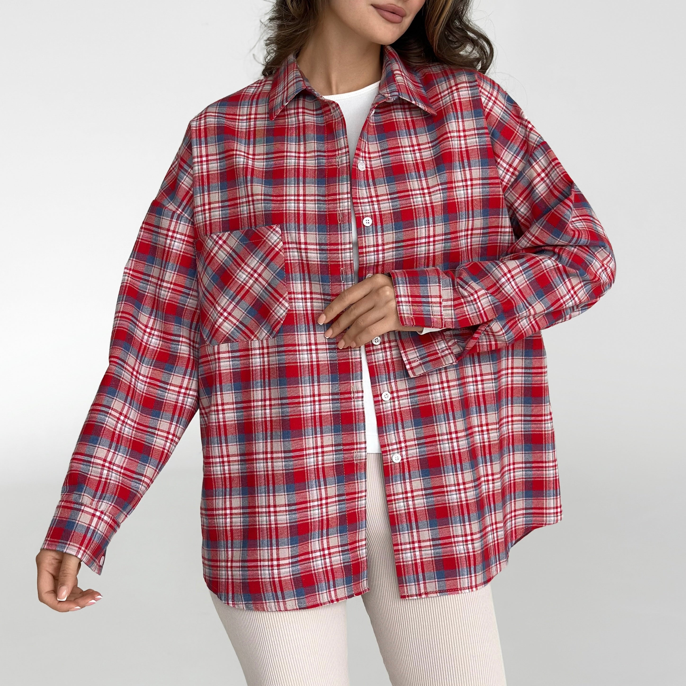 Flannel Shirt milky "small red and blue check"