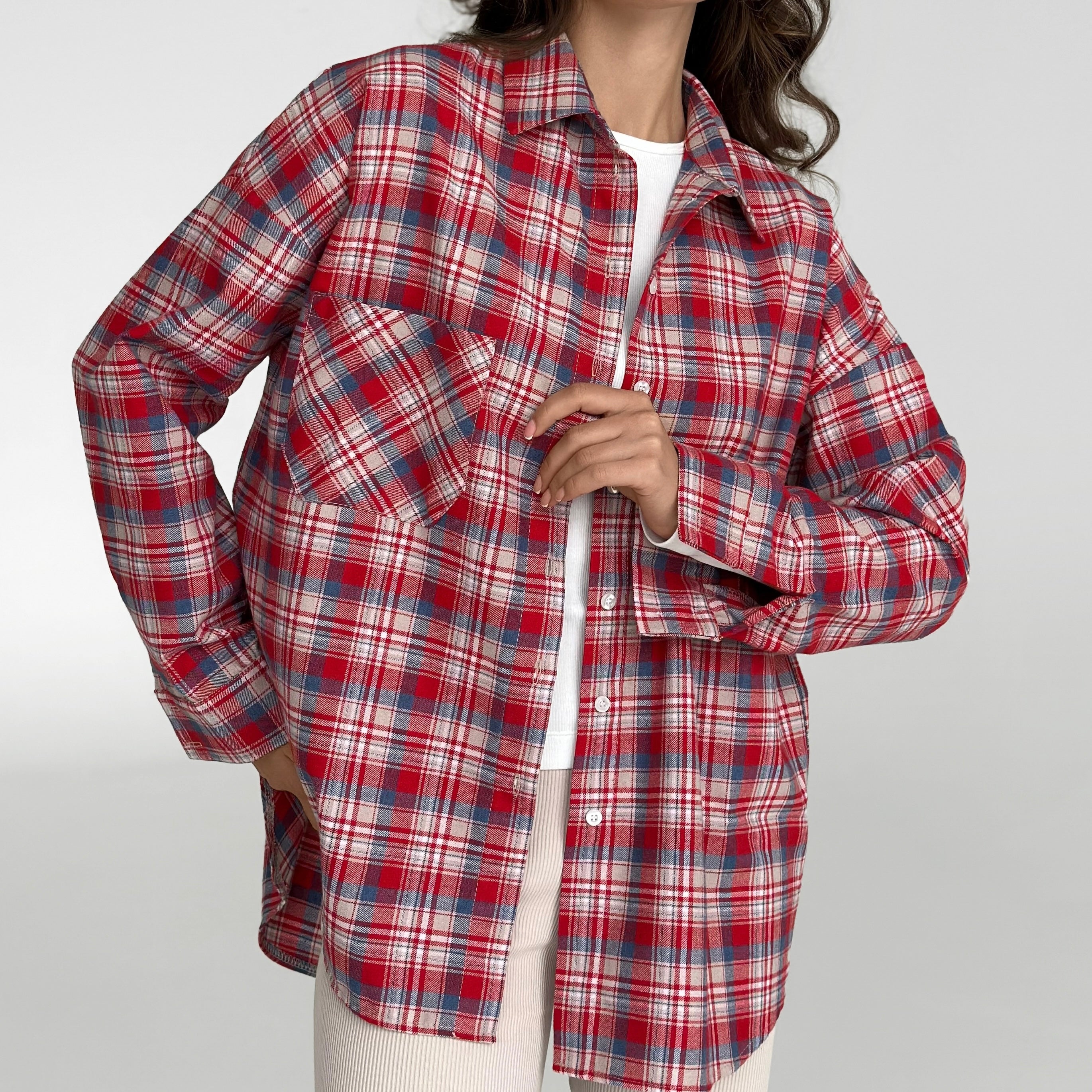 Flannel Shirt milky "small red and blue check"