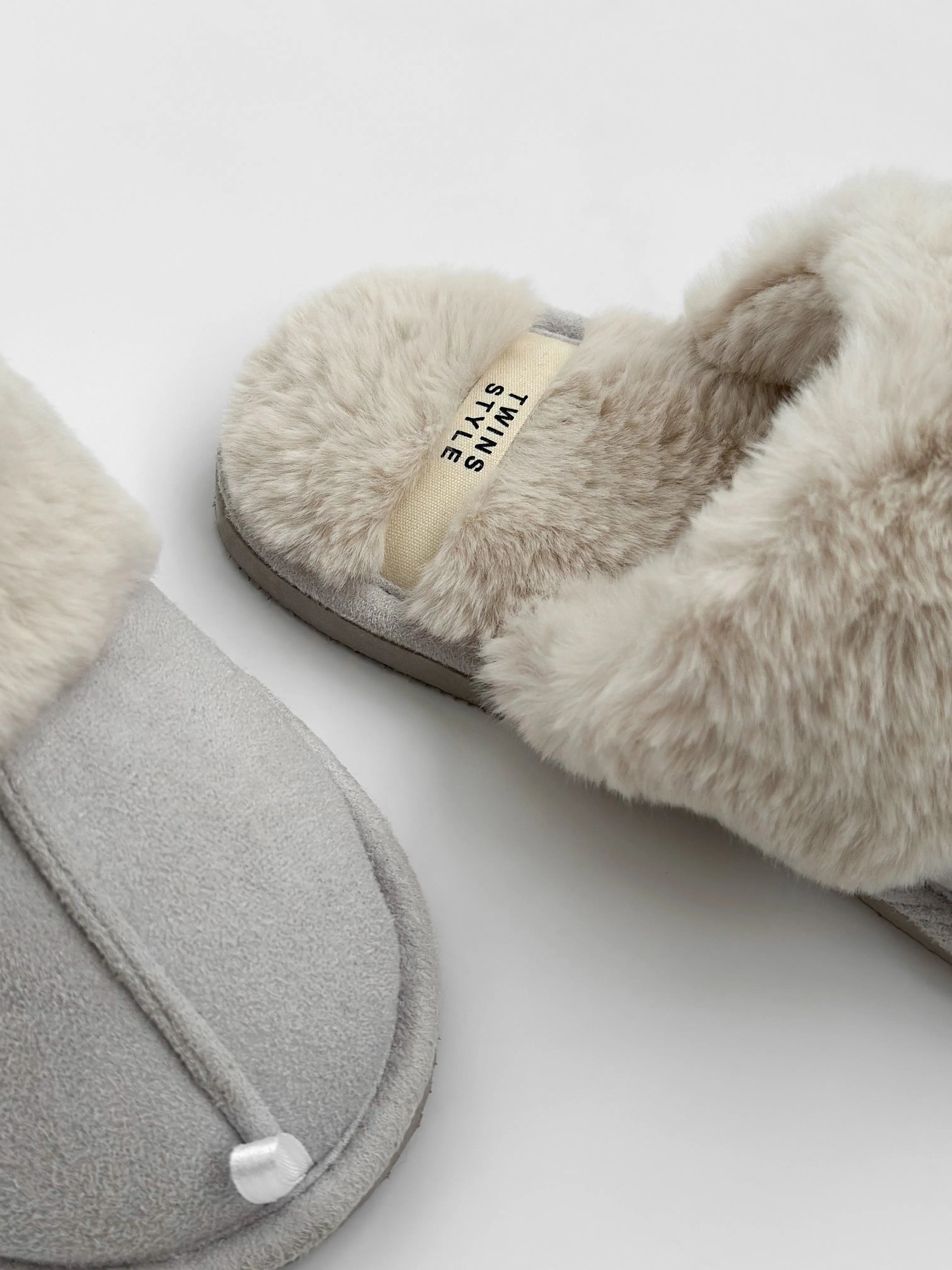 Women's slippers HS-LUX suede light gray