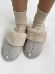 Women's slippers HS-LUX suede light gray