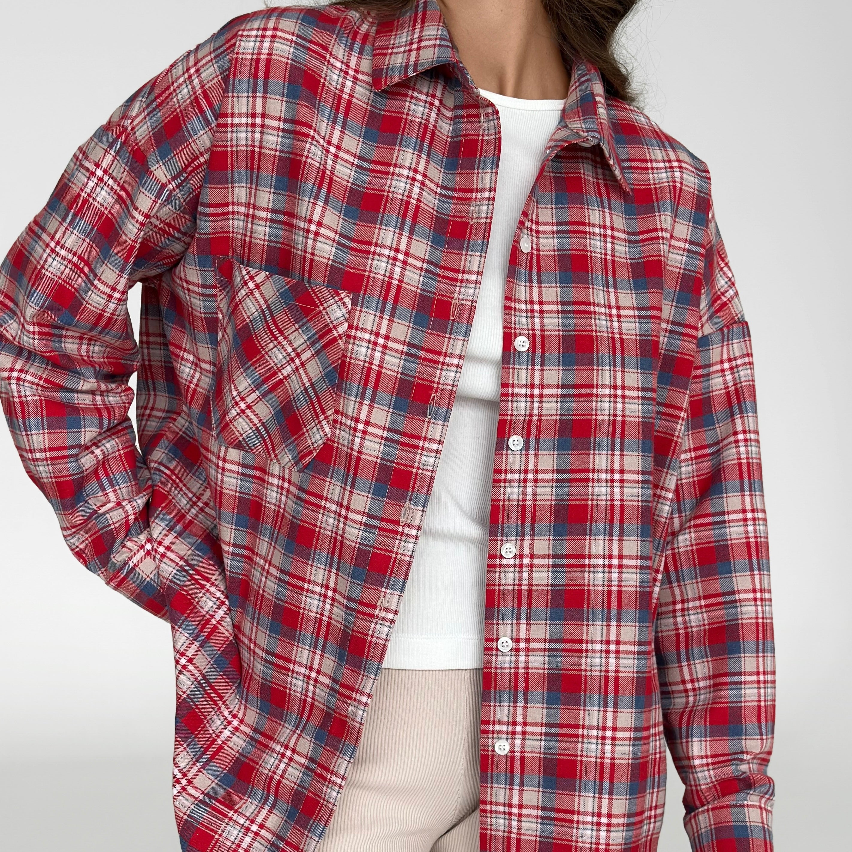 Flannel Shirt milky "small red and blue check"