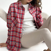 Flannel Shirt milky "small red and blue check"