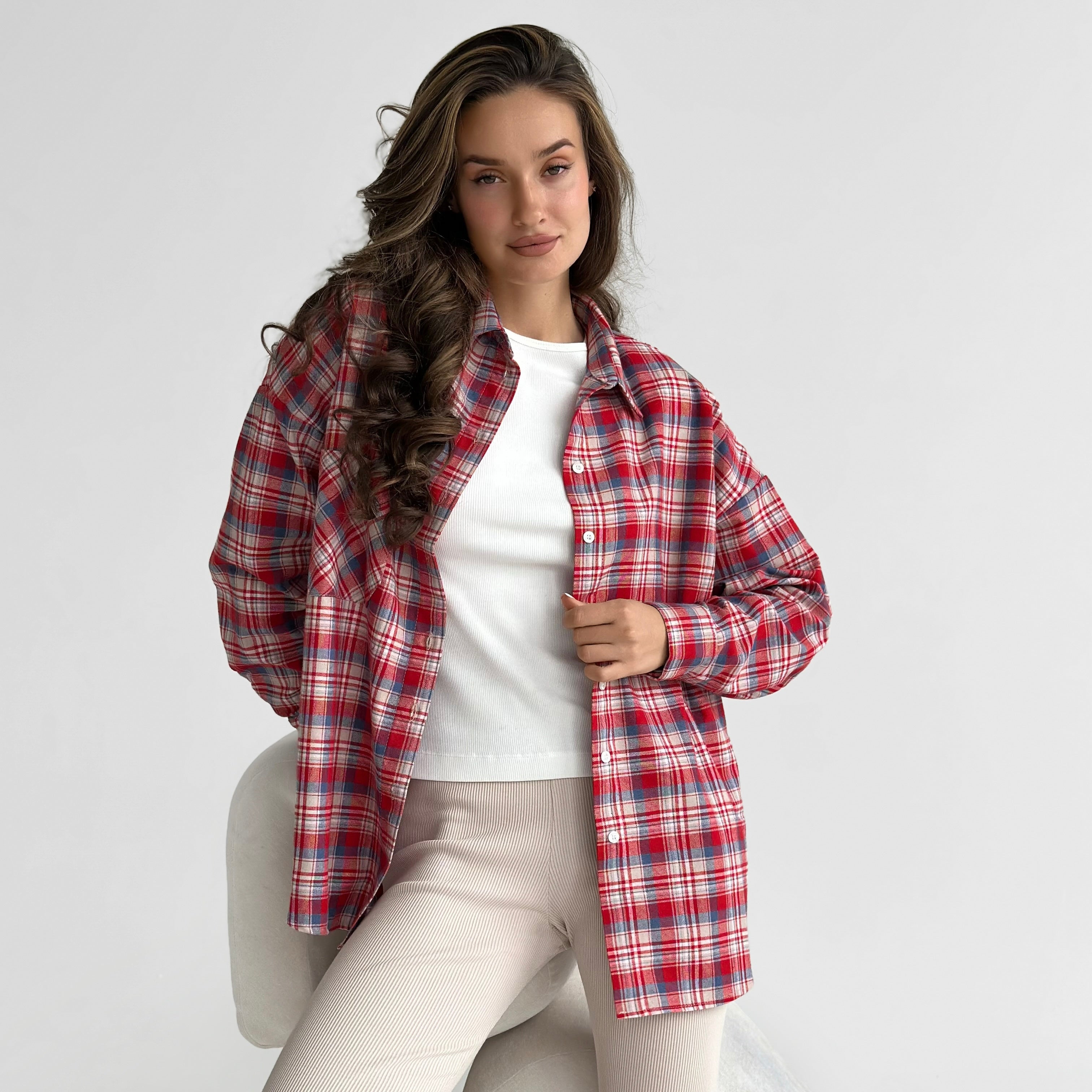 Flannel Shirt milky "small red and blue check"