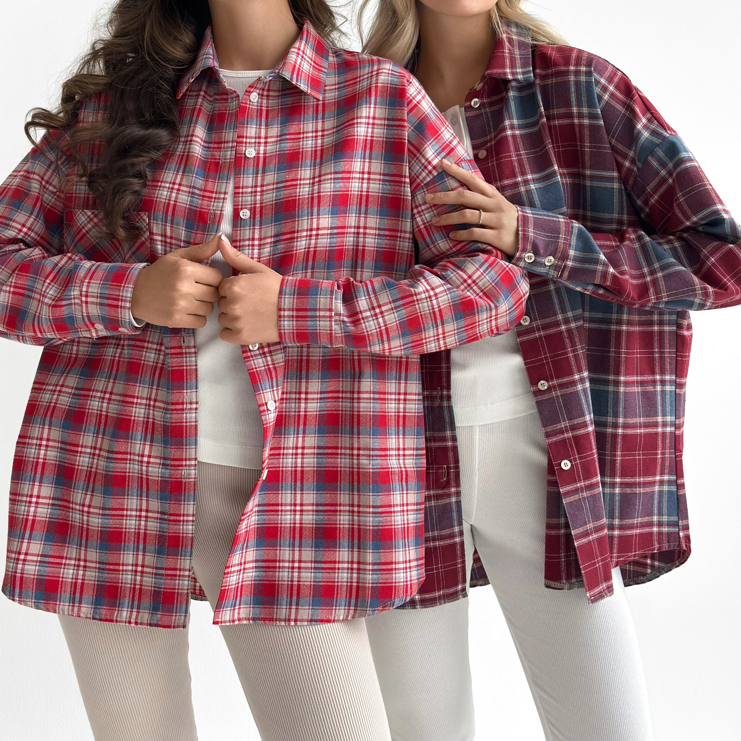Flannel Shirt milky "small red and blue check"