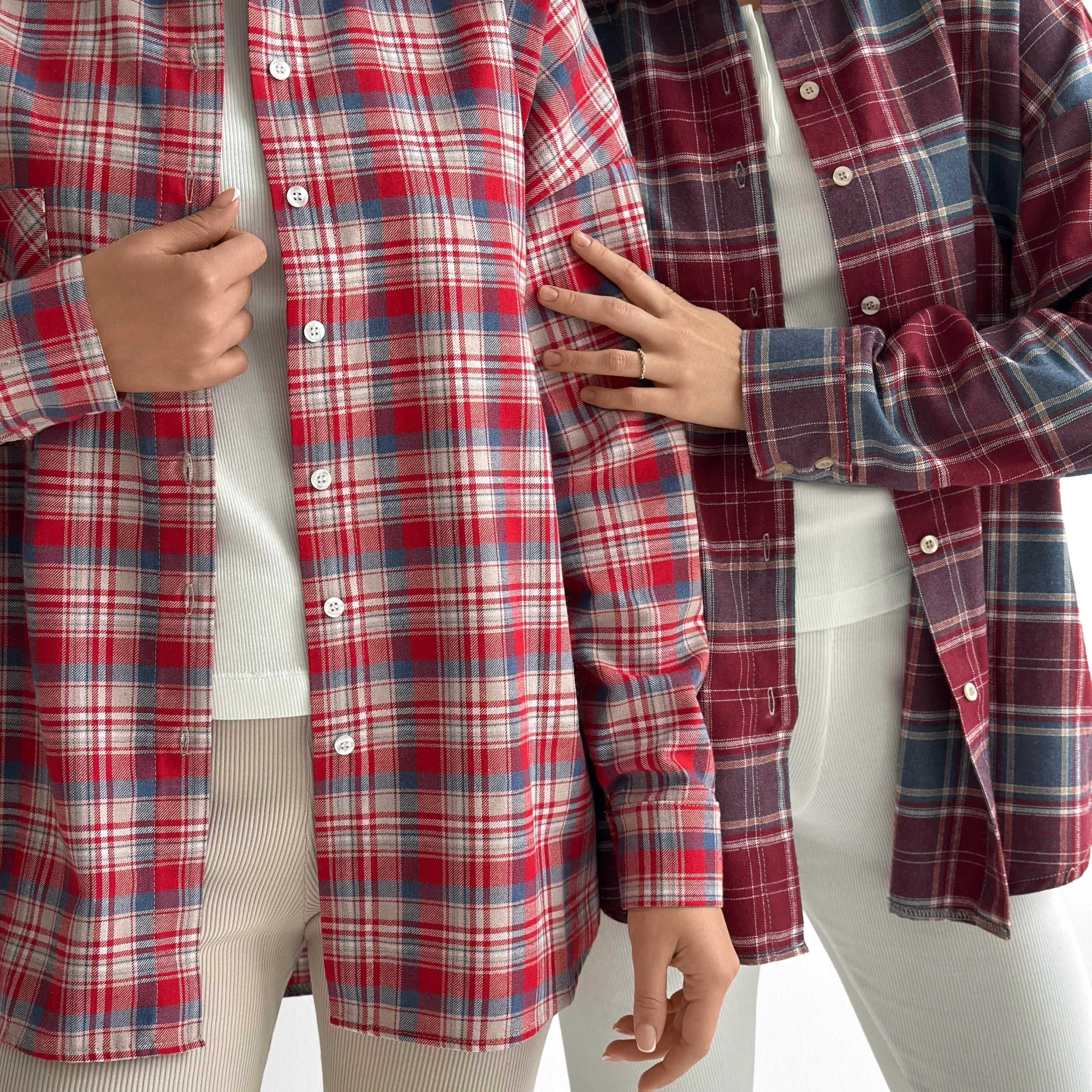 Flannel Shirt milky "small red and blue check"
