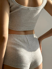 Ribbed mini shorts light gray