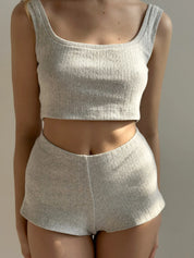 Ribbed top mini light gray