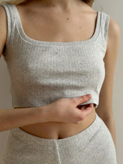 Ribbed top mini light gray