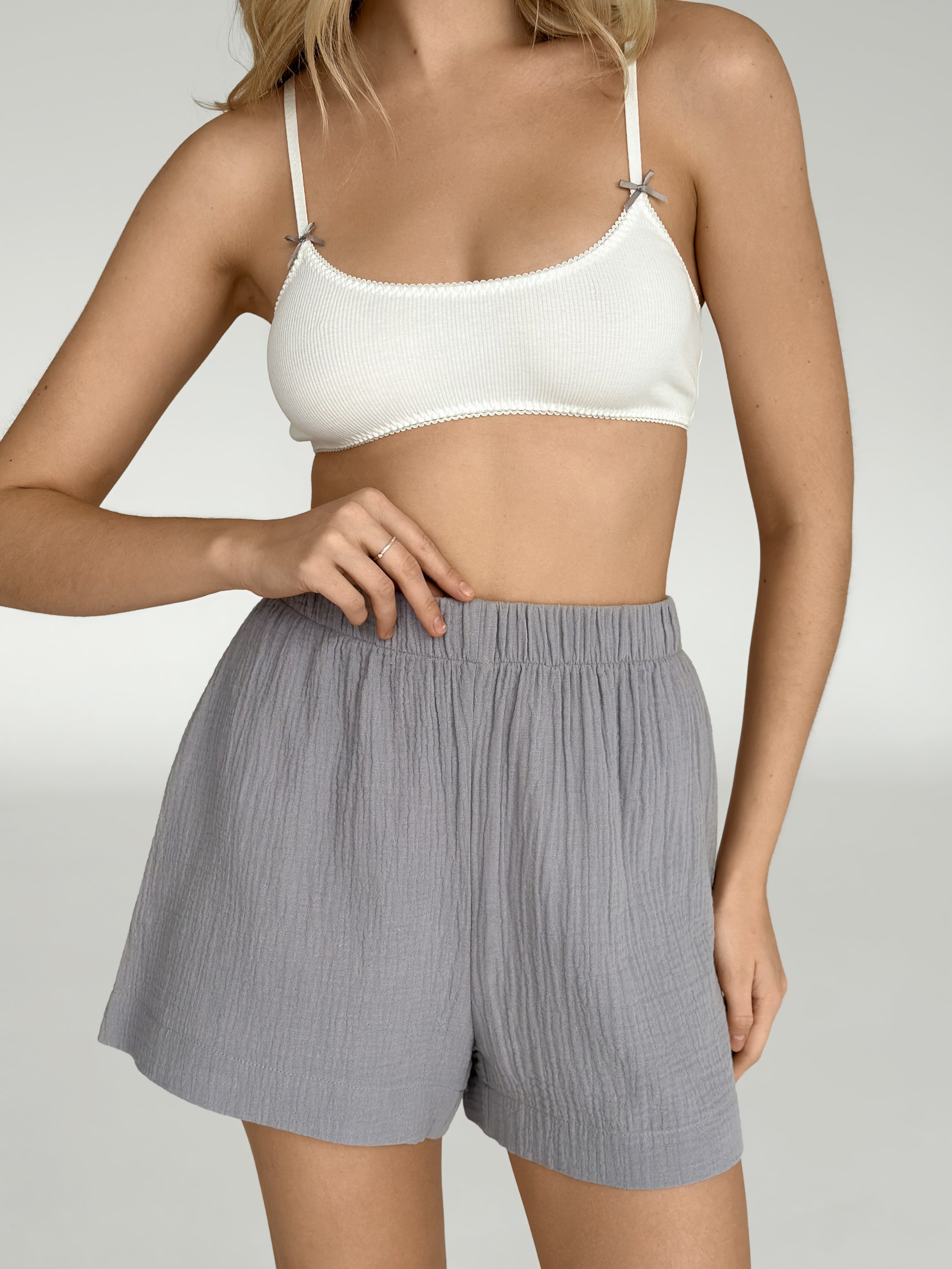 Muslin Shorts Mono gray 2-ply