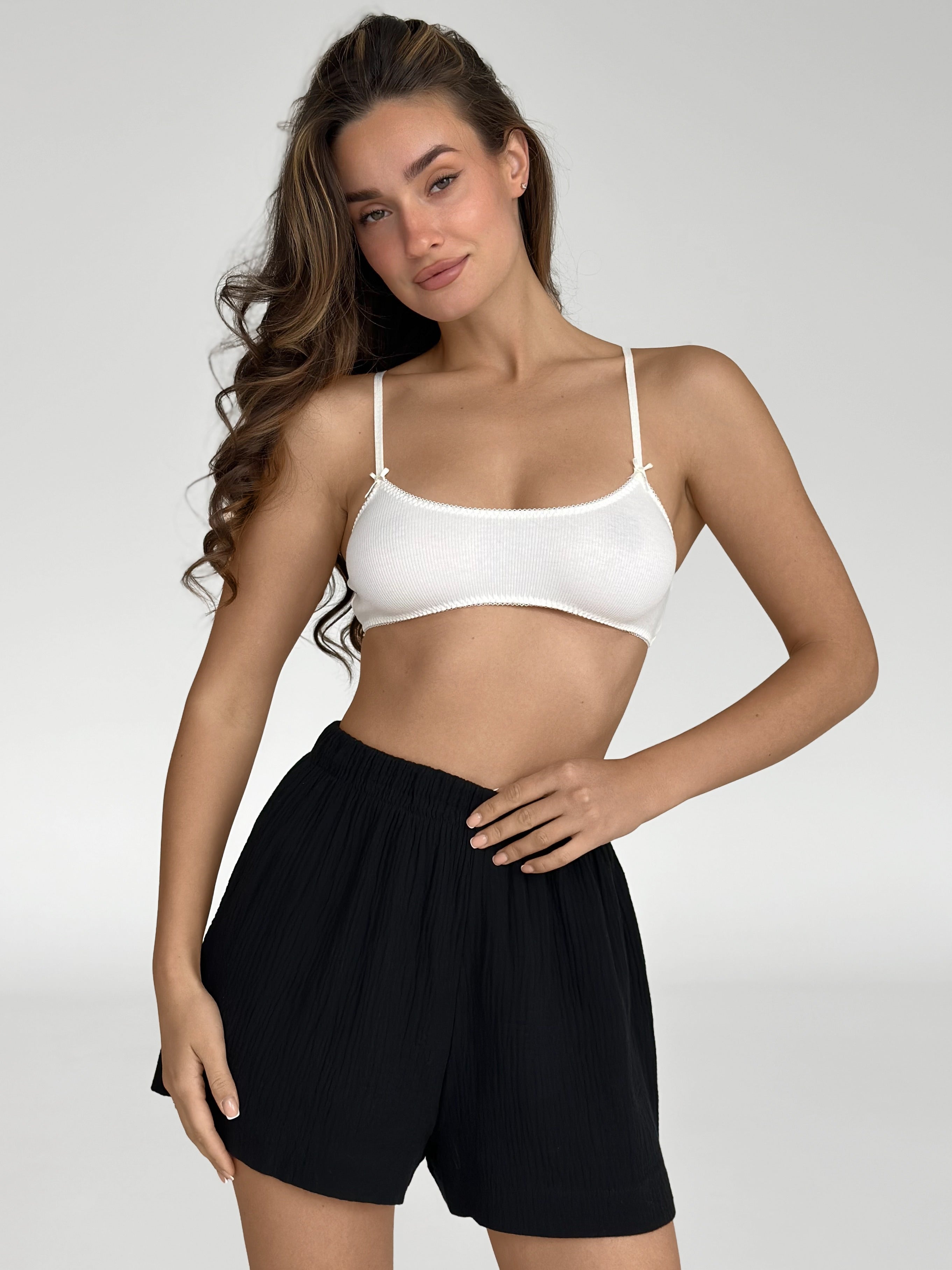 Muslin Shorts Mono black 2-layer