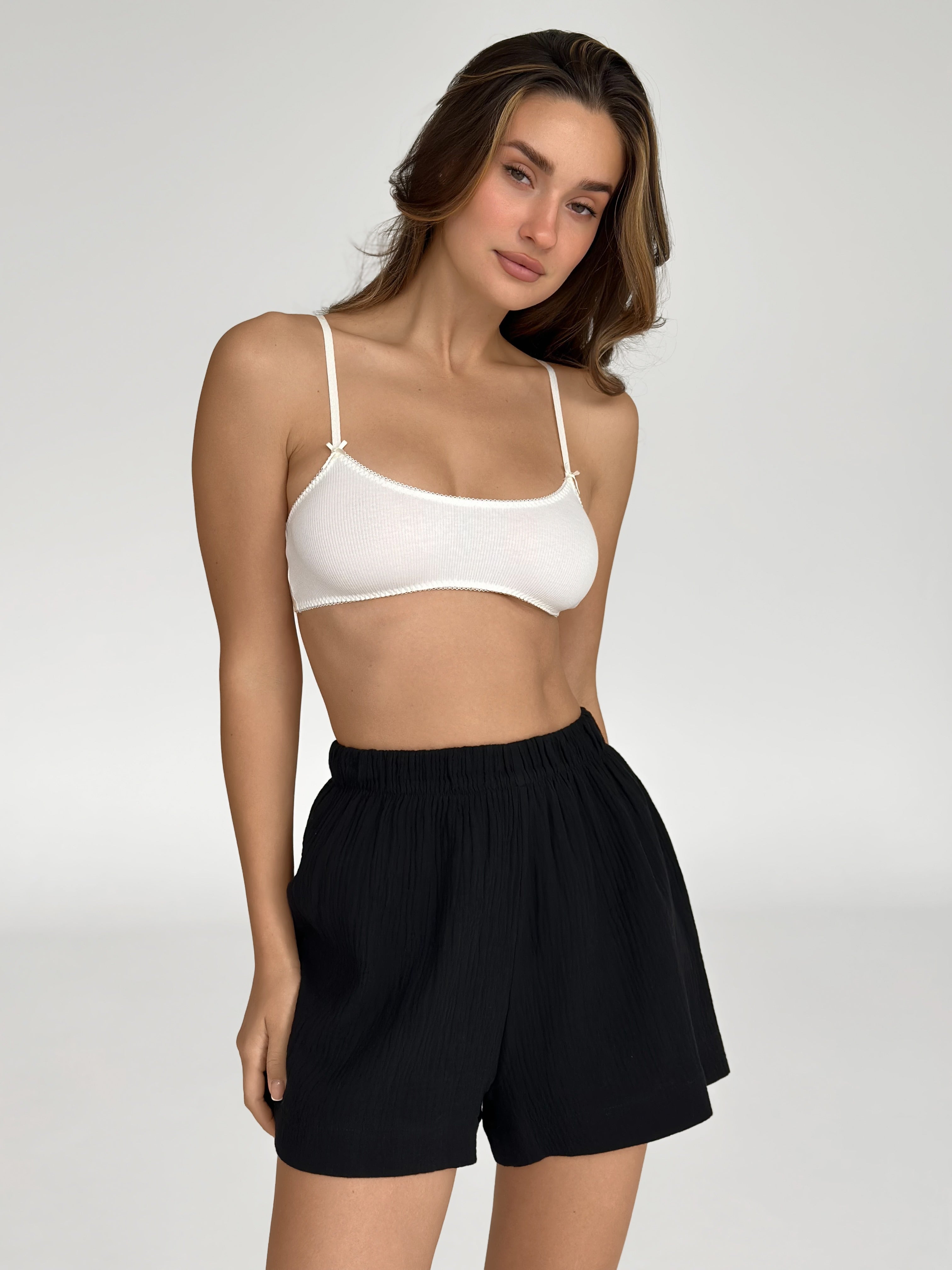 Muslin Shorts Mono black 2-layer