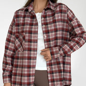 Flannel Shirt burgundy "small milky-black check"