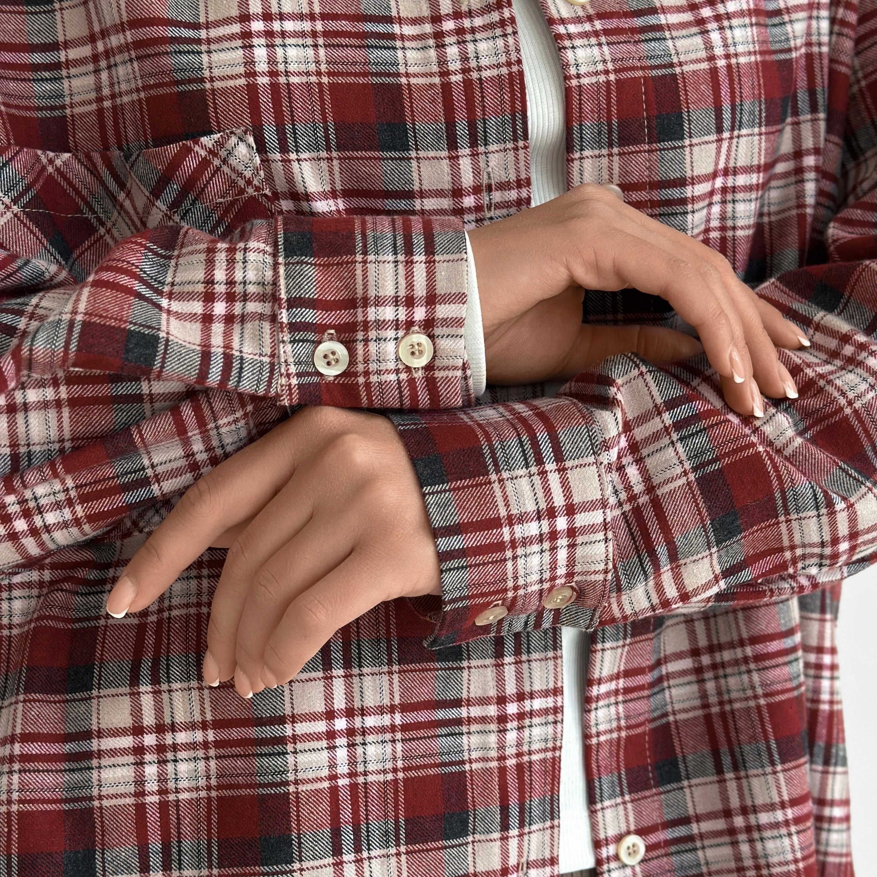Flannel Shirt burgundy "small milky-black check"