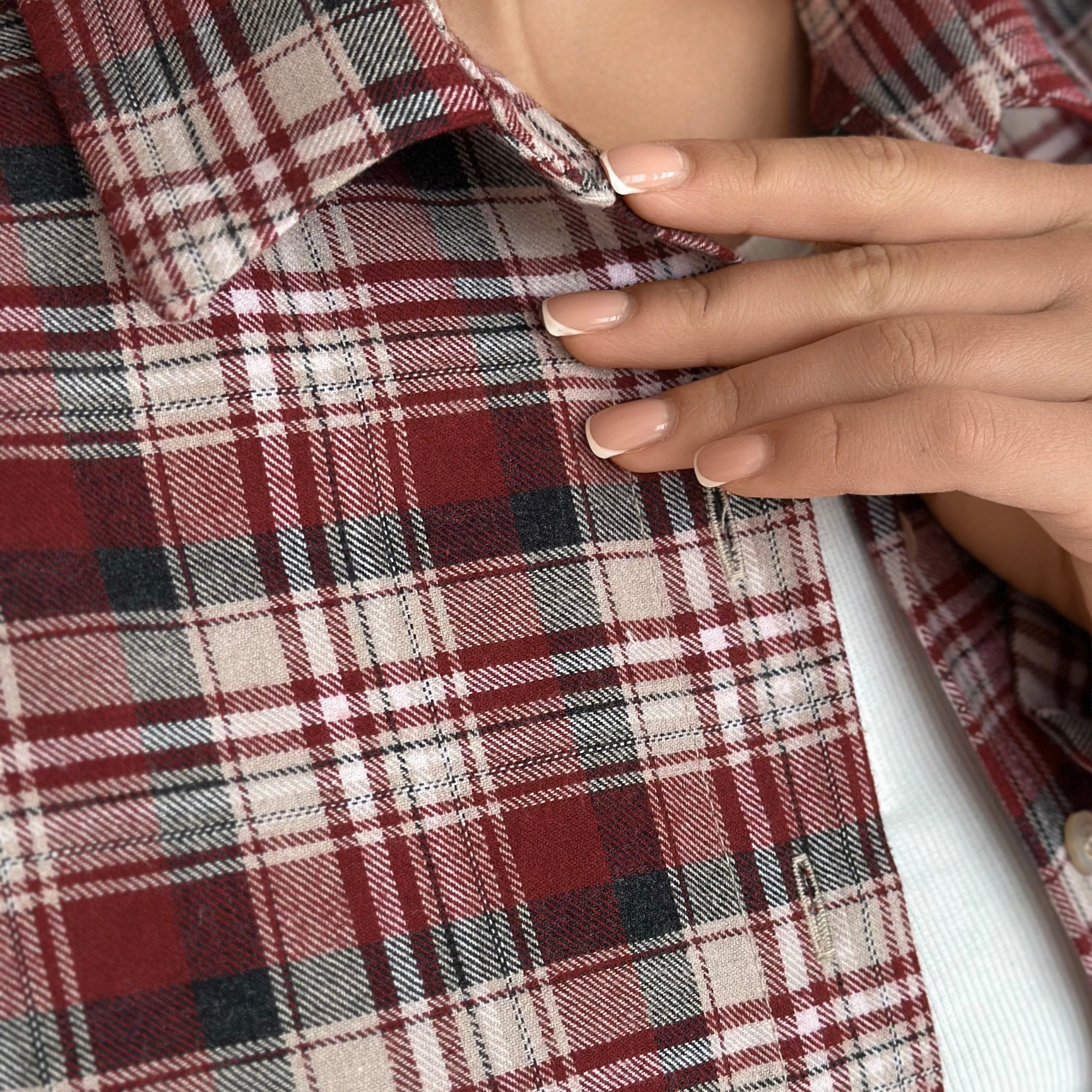 Flannel Shirt burgundy "small milky-black check"