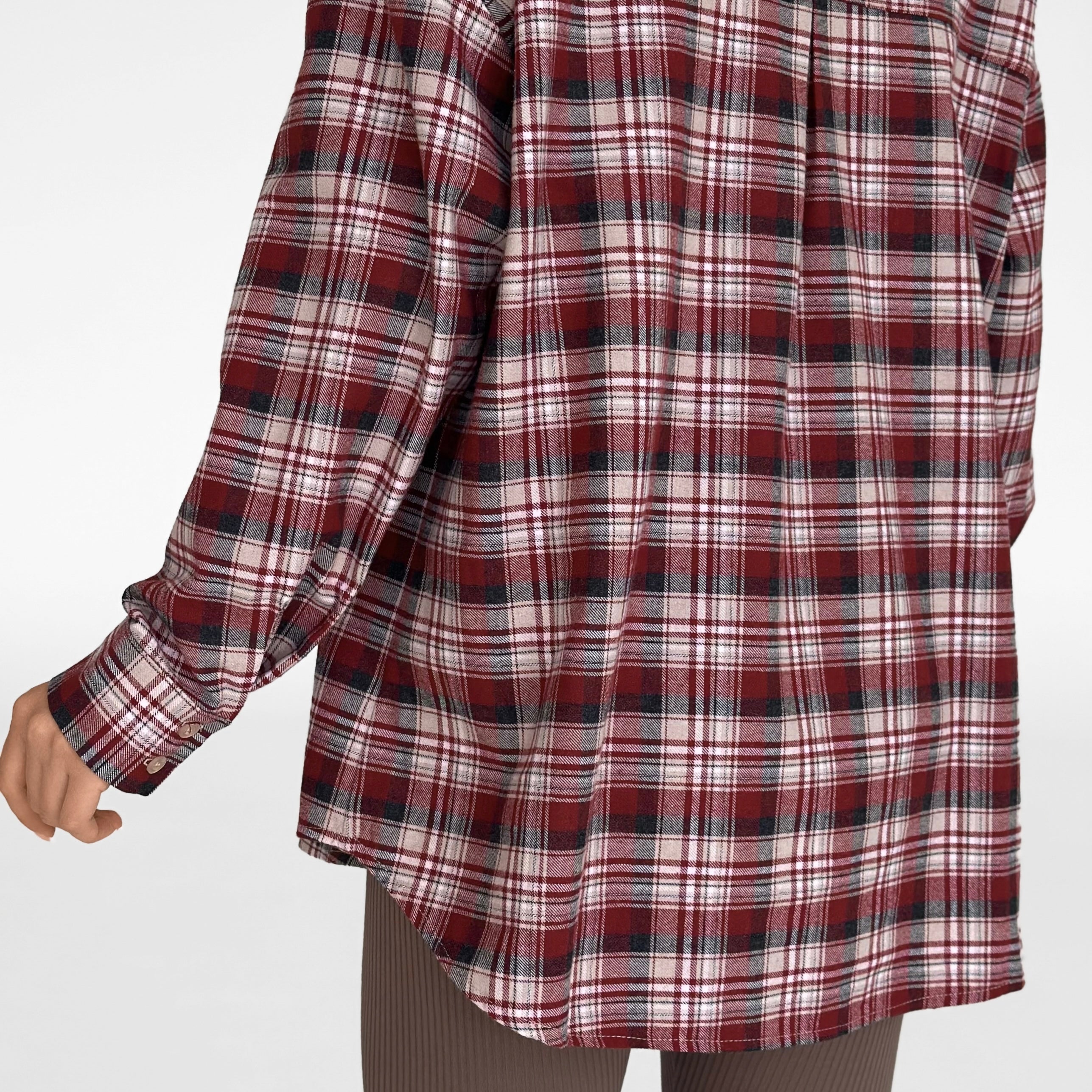 Flannel Shirt burgundy "small milky-black check"