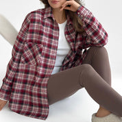 Flannel Shirt burgundy "small milky-black check"