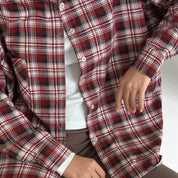 Flannel Shirt burgundy "small milky-black check"