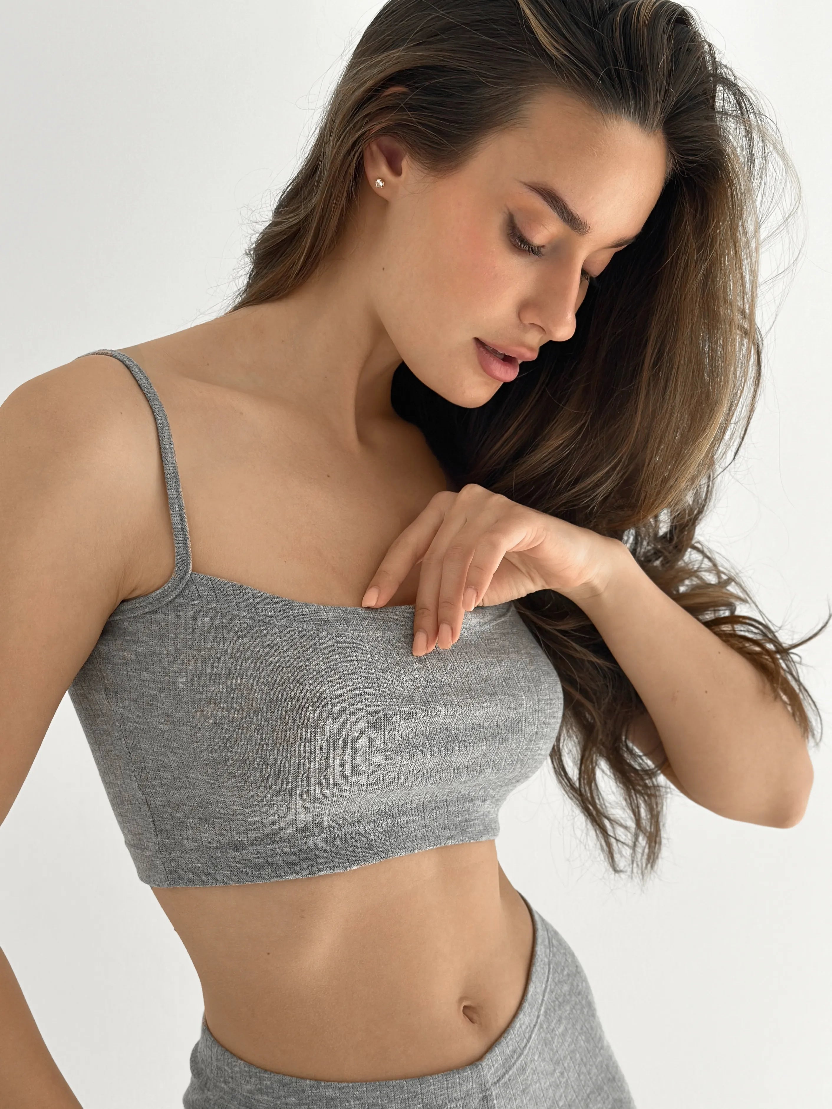Ribana set Strappy top and Mini shorts anthracite