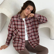 Flannel Shirt burgundy "small milky-black check"