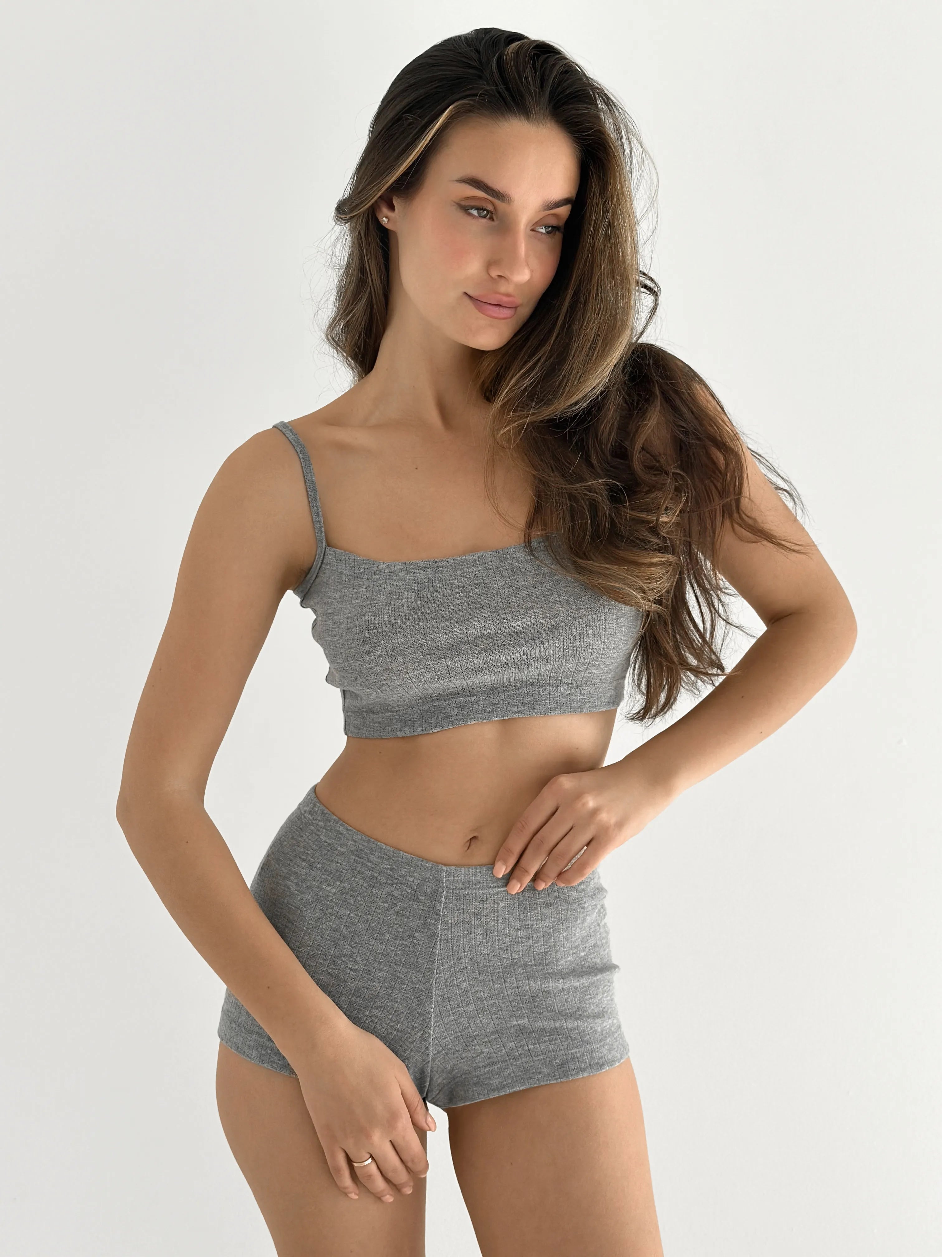 Ribbed strappy top anthracite