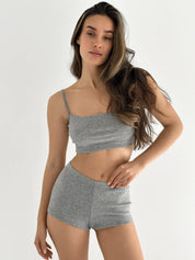 Ribbed strappy top anthracite