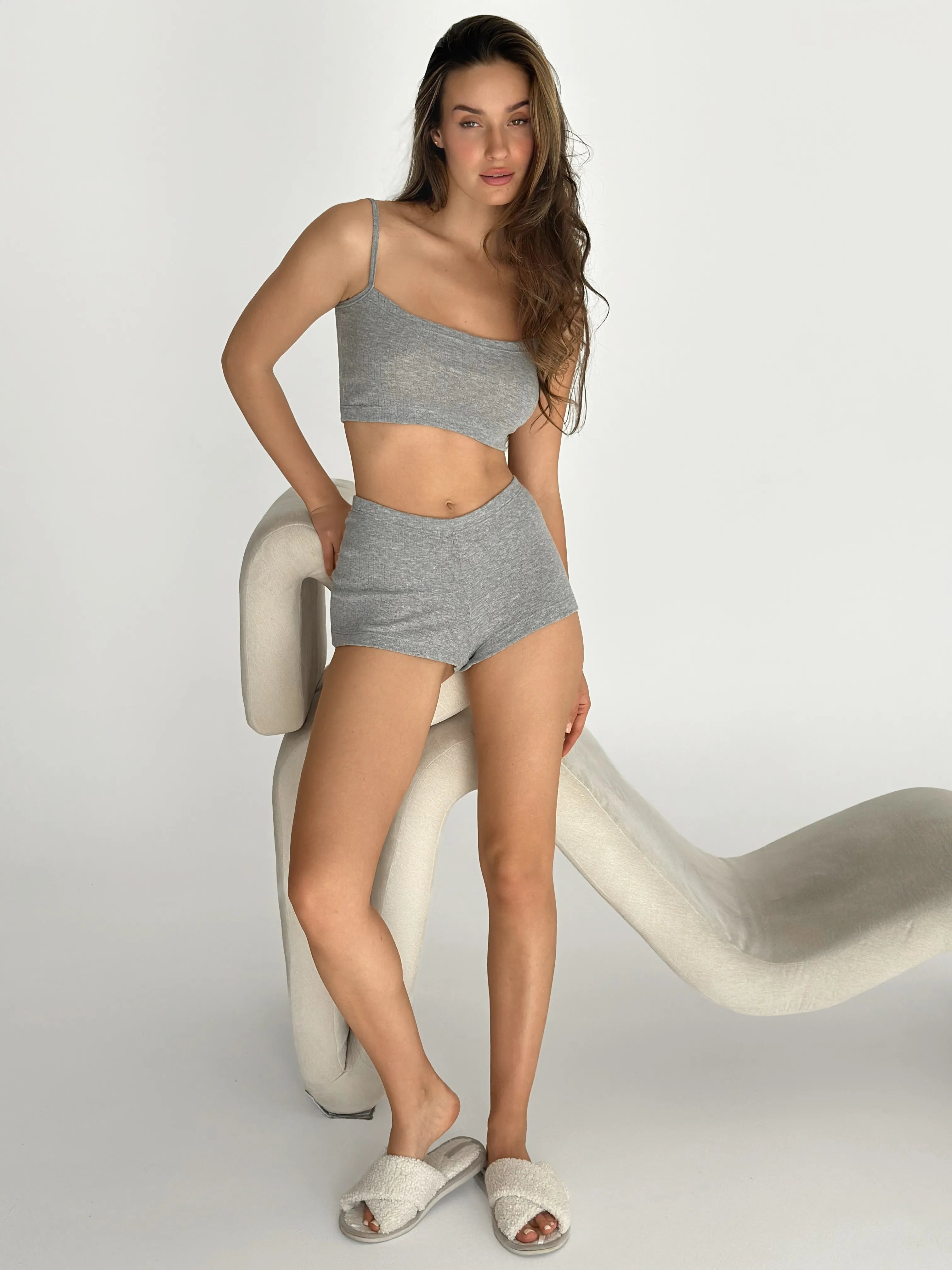 Ribana set Strappy top and Mini shorts anthracite
