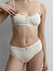Lingerie Top Milk with Rose Ribbed