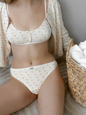 Lingerie Top Milk with Rose Ribbed