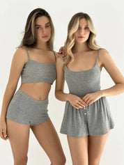 Ribana set Strappy top and Mini shorts anthracite