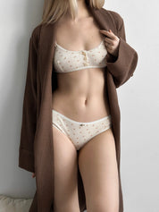 Lingerie Top Milk with Rose Ribbed
