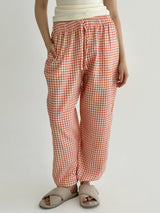 Muslin 2-layer Harem pants, terracotta check on milky