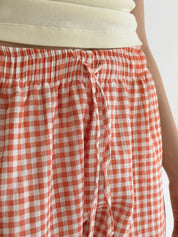Muslin 2-layer Harem pants, terracotta check on milky