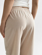 Pants plaid cotton BANANAS beige/milk