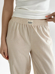 Pants plaid cotton BANANAS beige/milk