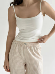 Pants plaid cotton BANANAS beige/milk
