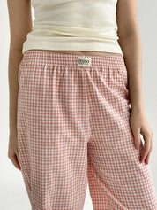 Pants plaid cotton BANANAS powder/milk