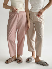 Pants plaid cotton BANANAS powder/milk