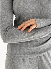 Ribana knitted suit, wide pants and long sleeves, anthracite