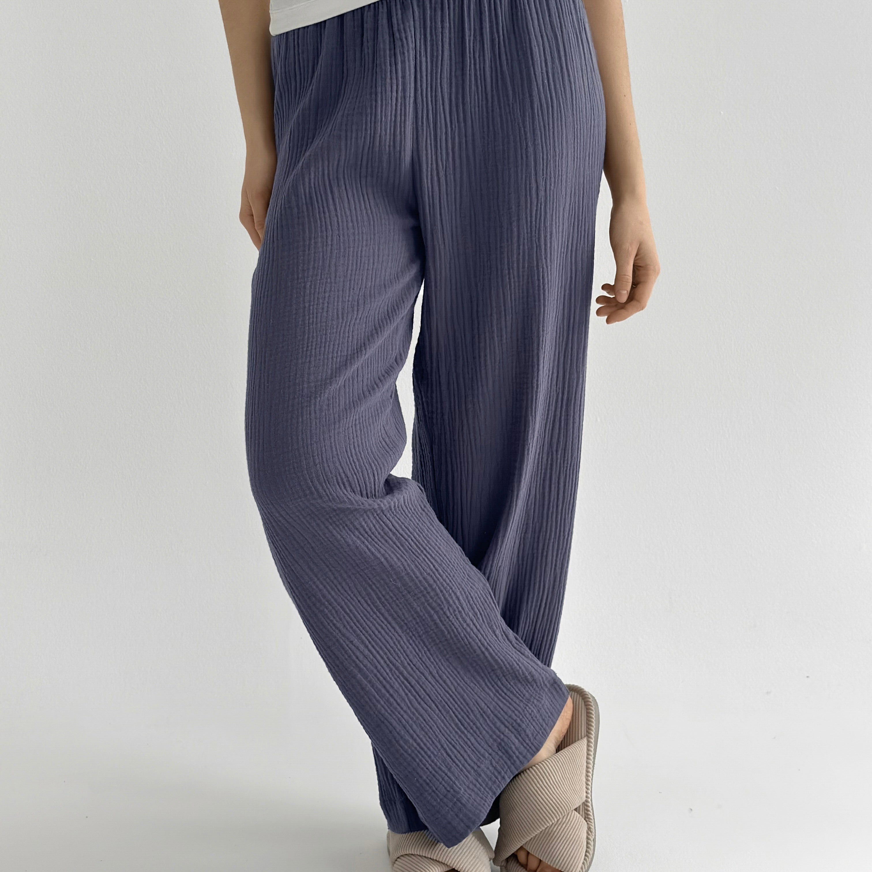 Muslin Pants Mono light blue 2-ply.