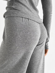 Ribana knitted suit, wide pants and long sleeves, anthracite