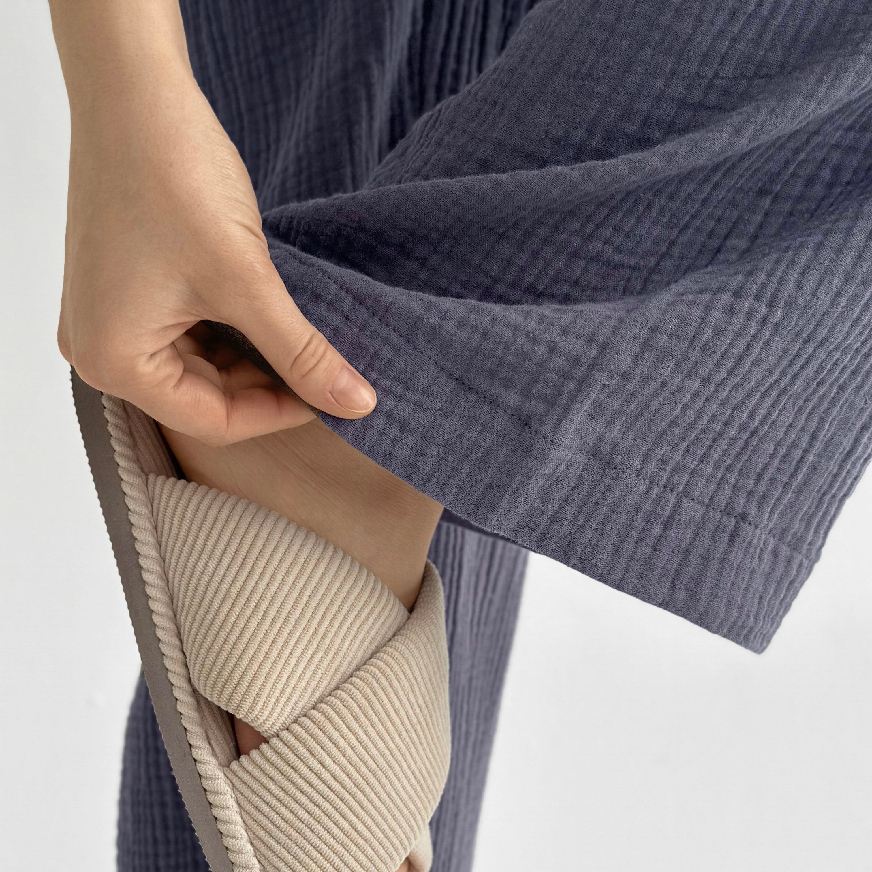 Muslin Pants Mono light blue 2-ply.