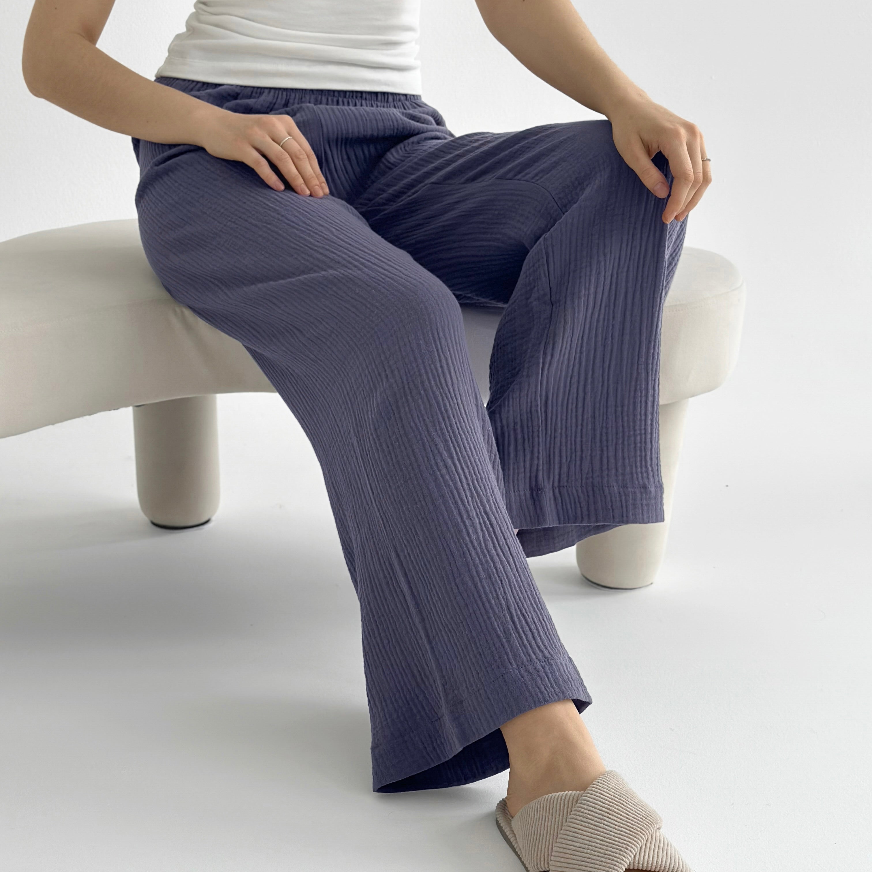 Muslin Pants Mono light blue 2-ply.