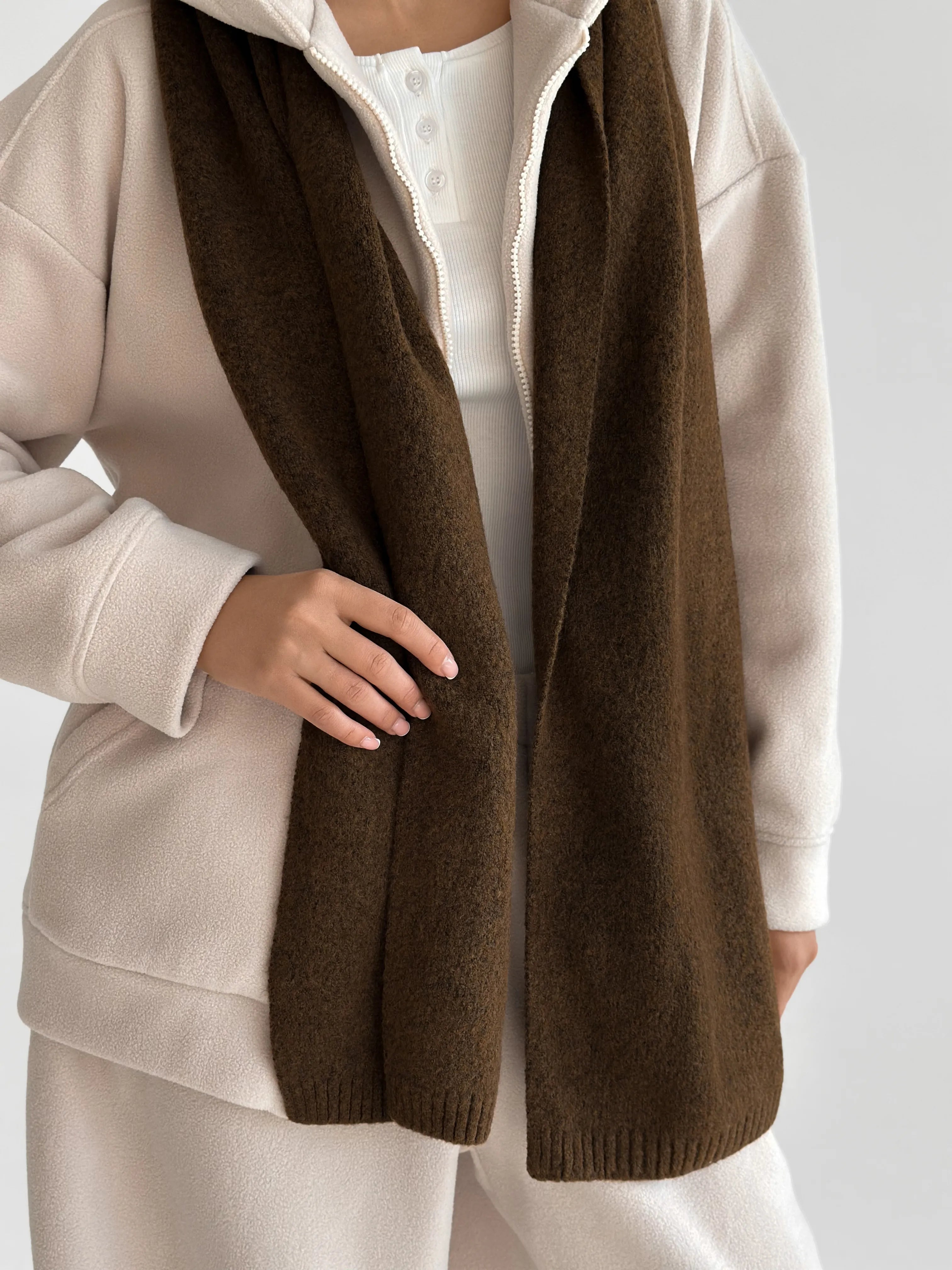 Knitted chocolate scarf